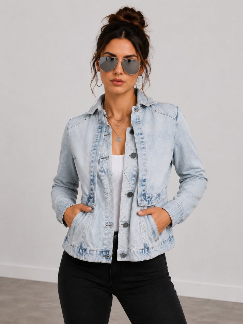 Light Wash Peplum Denim Cape Jacket Retro Jean Jacket XS NWT